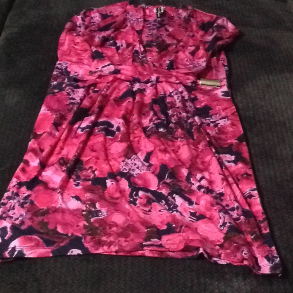 Fuchsia Pink and Blue Flower Dress